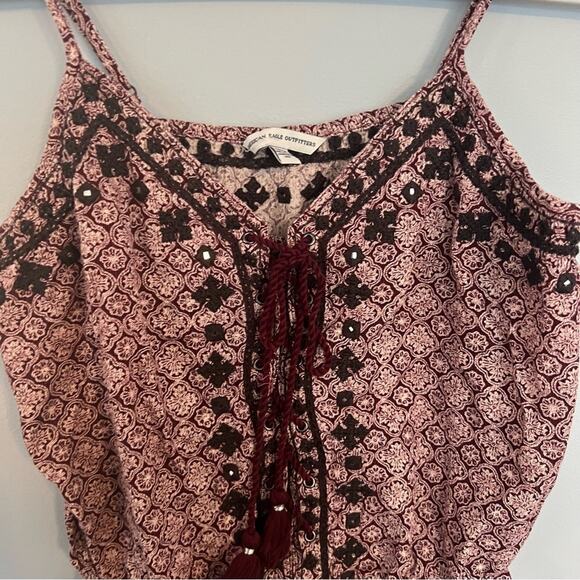 American Eagle AEO Sleeveless Romper Women's Size Small Dark Red Maroon - Picture 6 of 10